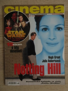 FILMOVÝ ČASOPIS CINEMA, Č. 9/99, HUGH GRANT, CAMERON DIAZ, JAMES STEWART, JULIA ROBERTS, ENE BENE, WILL SMITH, VIKTOR TAUŠ AJ.