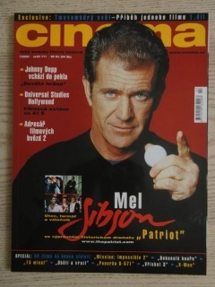 FILMOVÝ ČASOPIS CINEMA, Č. 7/2000, MEL GIBSON, ROBERTO BENIGNI, GWYNETH PALTROW, JULIAN SANDS, ROLAND EMMERICH, GLADIÁTOR, ROMAN POLANSKI, NICOLE KIDMAN AJ.