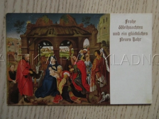 VÁNOČNÍ PŘÁNÍ, FROHE WEIHNACHTEN, KLANĚNÍ TŘÍ KRÁLŮ, NĚMECKY