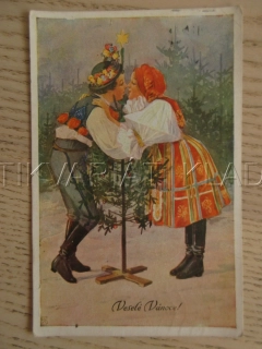 VESELÉ VÁNOCE!, MUŽ, ŽENA, PÁR, VÁNOČNÍ STROMEČEK, K. ŠIMŮNEK