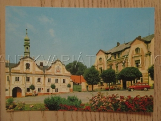 KAŠPERSKÉ HORY, NÁMĚSTÍ S RADNICÍ A HOTELEM KAŠPERK, OKRES KLATOVY, POHLEDNICE 1243