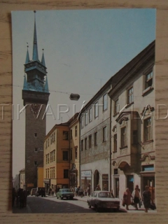 ZNOJMO, OBROKOVÁ ULICE A V POZADÍ RADNIČN VĚŽ, OKRES ZNOJMO, POHLEDNICE 1490