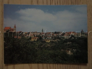 ZNOJMO, PANORÁMA HISTORICKÉ ČÁSTI MĚSTA S JEHO DOMINANTAMI, OKRES ZNOJMO, POHLEDNICE 1493