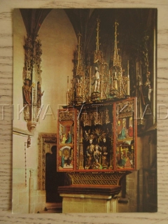KŘIVOKLÁT, HRADNÍ KAPLE - GOTICKÝ OLTÁŘ Z DOBY PO ROCE 1490, OKRES RAKOVNÍK, POHLEDNICE 1547