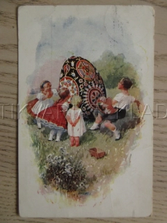 VELIKONOCE, DÍTĚ, KRASLICE, POHLEDNICE 1586