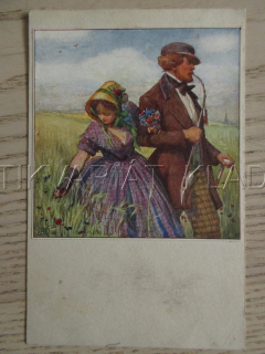 ŽENA, MUŽ, PÁR, POLE, POHLEDNICE 1638