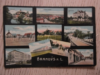 BRANDÝS NAD LABEM, SOKOLOVNA, ZÁMEK, PARTIE NA LABI, NÁMĚSTÍ, OBECNÁ A MĚŠŤANSKÁ ŠKOLA, OKRES PRAHA-VÝCHOD, POHLEDNICE 1683