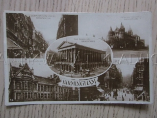 HISTORICKÉ PAMÁTKY A ULICE MĚSTA BIRMINGHAM, TOWN HALL, LAW COURTS, VELKÁ BRITÁNIE, POHLEDNICE 1715