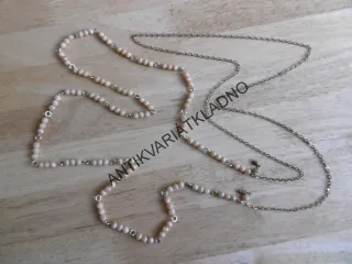 DVOJITÝ NAHRDELNÍK S KORÁLKY NA KRK, ŠPERK, NÁHRDELNÍK, KOMPLETNÍ, STARÉ, RETRO