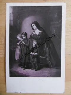 ŘÁDOVÁ SESTRA SE MODLÍ S DĚTMI, ÚTULEK SV.JOSEFA, PRAHA VINOHRADY 1945