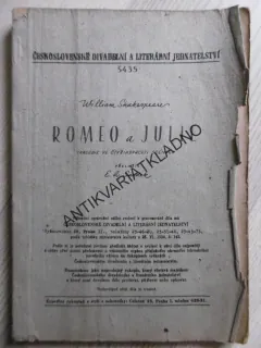 ROMEO A JULIE, DIVADLO KOMEDIE O 4 DĚJSTVÍCH, SCÉNÁŘ, 1954, **an