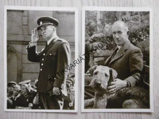 EDVARD BENEŠ, PREZIDENT BUDOVATEL, FOXTERIÉR, PES, VEŘEJNOST, SALUTOVÁNÍ, UNIFORMA, 2 KUSY
