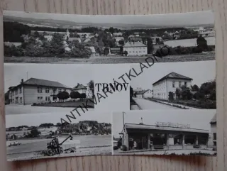 TRNOV, CELKOVÝ POHLED, POHOSTINSTVÍ JEDNOTY, ZÁKLADNÍ ŠKOLA, PRODEJNA JEDNOTY, OKRES RYCHNOV NAD KNĚŽNOU