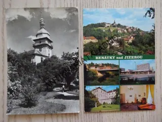 BENÁTKY NAD JIZEROU, ZÁMEK, NOVÝ MOST PŘES JIZERU, CELKOVÝ POHLED, PAMĚTNÍ SÍŇ BEDŘICHA SMETANY, OKRES MLADÁ BOLESLAV, 2 KUSY
