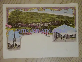 FRÝDLANT, FARNÍ KOSTEL, NÁMĚSTÍ, REPRODUKCE LITOGRAFICKÉ POHLEDNICE, OKRES LIBEREC