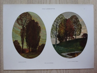 DEKORATIVNÍ TISK 1921 - ZÁPAD SLUNCE, TOPOL, BŘÍZA, PŘÍRODA