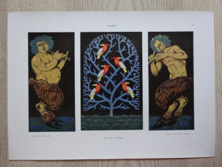 DEKORATIVNÍ TISK 1921 - FAUN, PTÁCI
